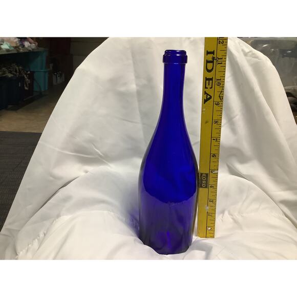 Cobalt Blue Wine Glass Bottle 12" - Picture 4 of 4